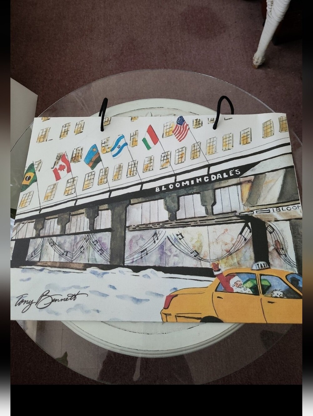Bloomingdale's Illustrated Shopping Bag with Taxi Scene